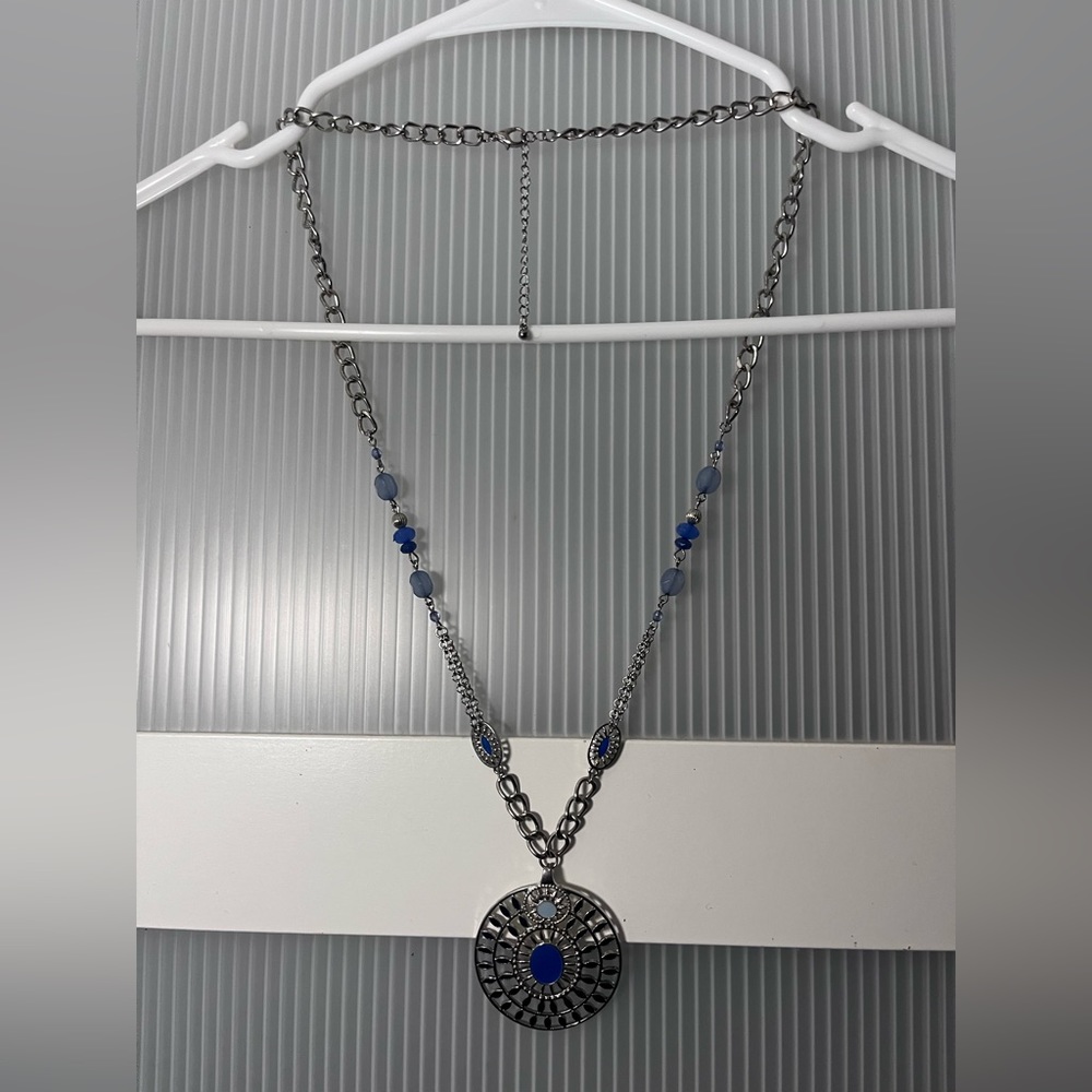 Circle Blue Pendant Necklace